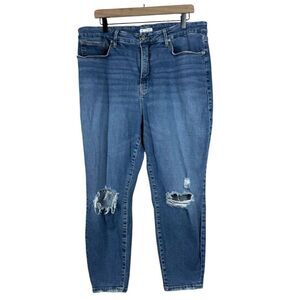 Good American Jeans Ripped Knee Raw Hems Stretch Ankle Denim Plus Size 18